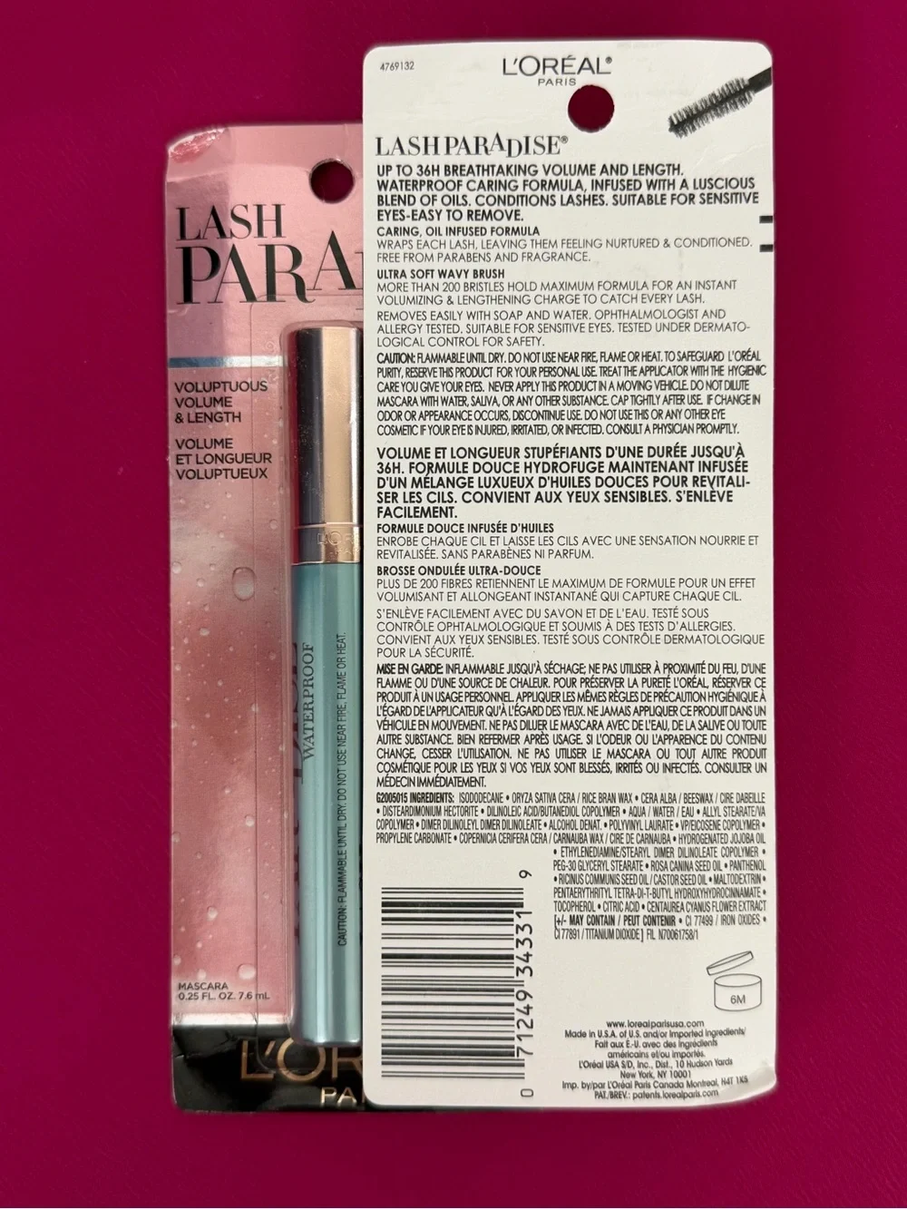 L’ORÉAL(Set of 2) Waterproof Black Mascara w/lengthener/Volumizing & Conditioner